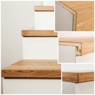 Treppenstufen aus Parkettboden mit Echtholzoptik