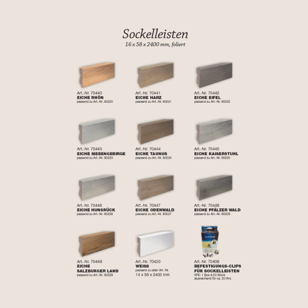 Profilor Sockelleisten Fußleiste, passend zum Bodenbelag von Profilor Hardboard XL Rigid-Klick-Vinyl lieferbar in Verbindung mit Profilor Bodenbelag wPRrb-SL01