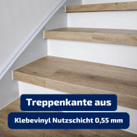 Treppenverkleidung/Treppenstufen aus Klebevinyl Nutzschicht 0,55 mm Tavla Clear Überschub