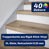 Treppenverkleidung/Treppenstufen aus Rigid-Klick-Vinyl Nutzschicht 0,55 mm Eiche Natur Living Abdeckwinkel